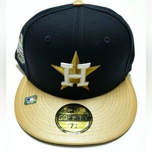 New Era Houston Astros Fitted 2022 World Series Champions Gold Hat Size7 1/8 Nwt